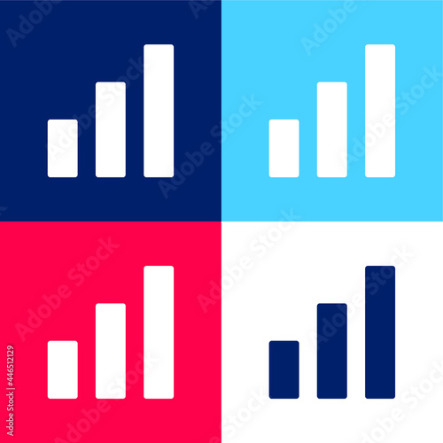 Bars Graphic blue and red four color minimal icon set