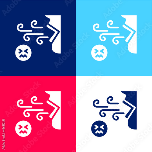 Bad Breath blue and red four color minimal icon set
