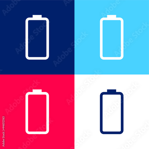 Battery Status blue and red four color minimal icon set