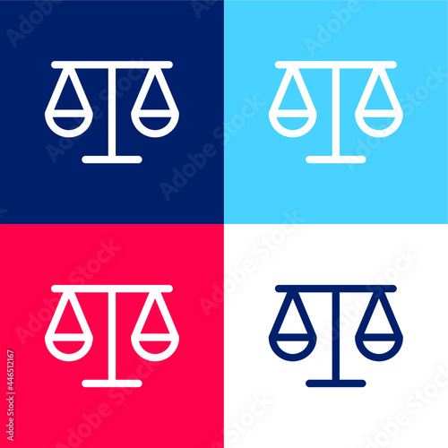 Balancing Scale Outline blue and red four color minimal icon set