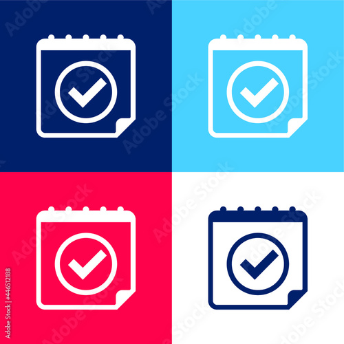 Free Download Approved Sign On Calendar Page blue and red four color minimal icon set - GFXLoad