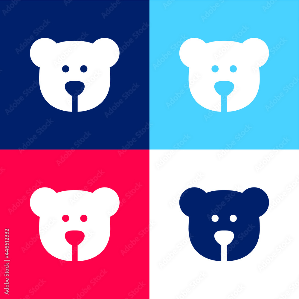 Bear blue and red four color minimal icon set Bear blue and red four color minimal icon set