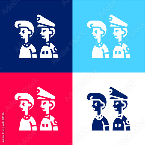 Arrested blue and red four color minimal icon set