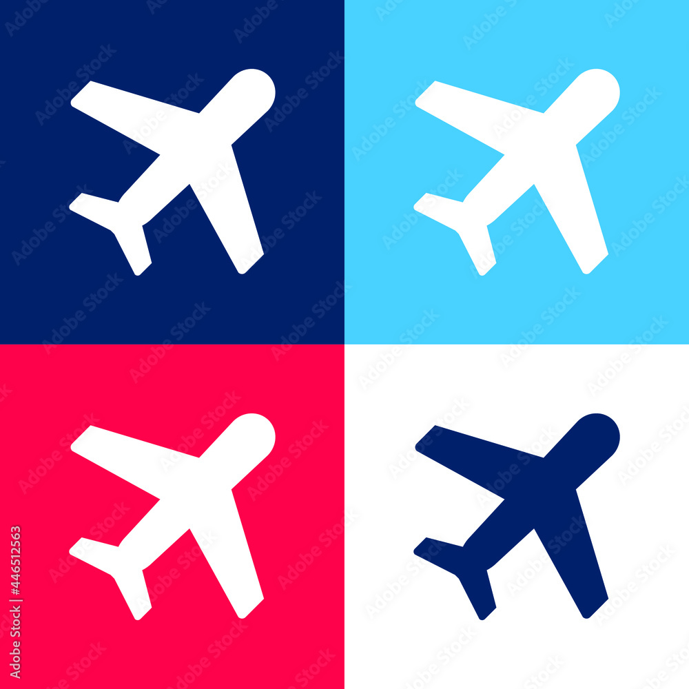 Aeroplane blue and red four color minimal icon set