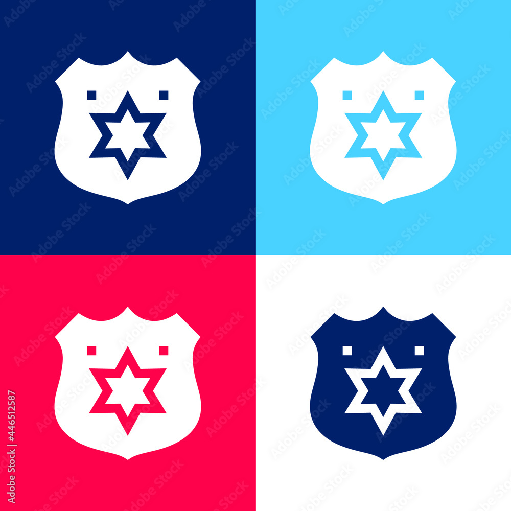 Badge blue and red four color minimal icon set Badge blue and red four color minimal icon set