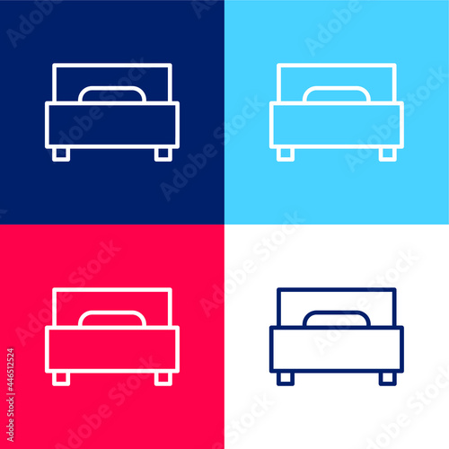 Bed blue and red four color minimal icon set