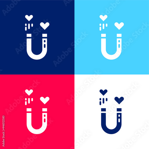 Attraction blue and red four color minimal icon set
