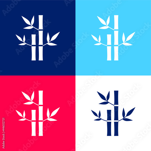 Bamboo Plants Of Spa blue and red four color minimal icon set