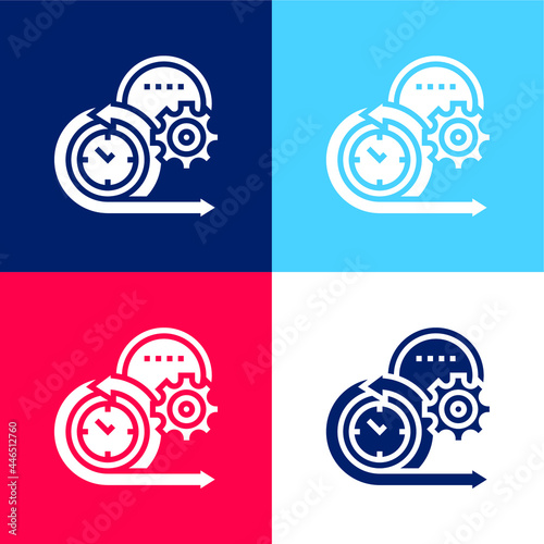 Agile blue and red four color minimal icon set