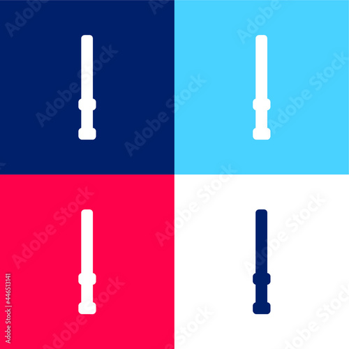 Baton blue and red four color minimal icon set