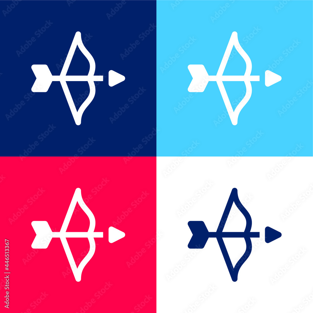 Fototapeta premium Bow blue and red four color minimal icon set