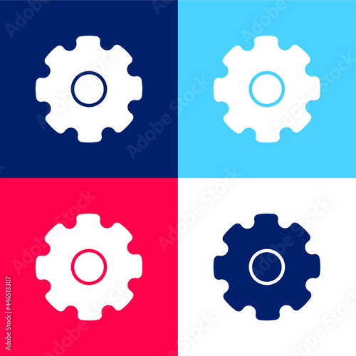 Big Cogwheel blue and red four color minimal icon set