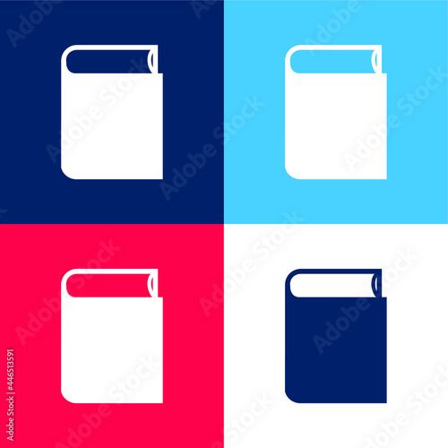 Book Closed Black Object blue and red four color minimal icon set