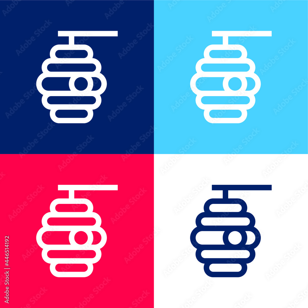 Bee blue and red four color minimal icon set Bee blue and red four color minimal icon set