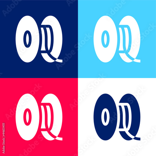 3d blue and red four color minimal icon set