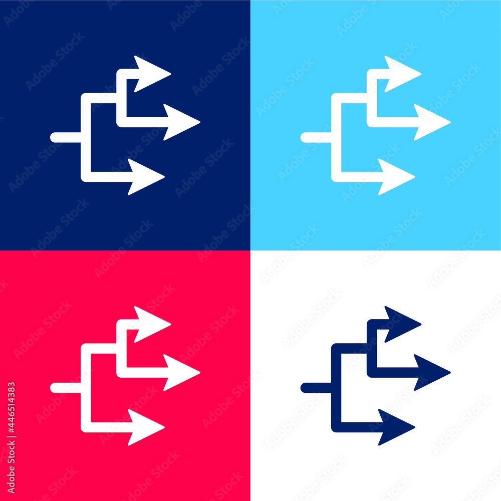 Arrow Connection blue and red four color minimal icon set Arrow Connection blue and red four color minimal icon set