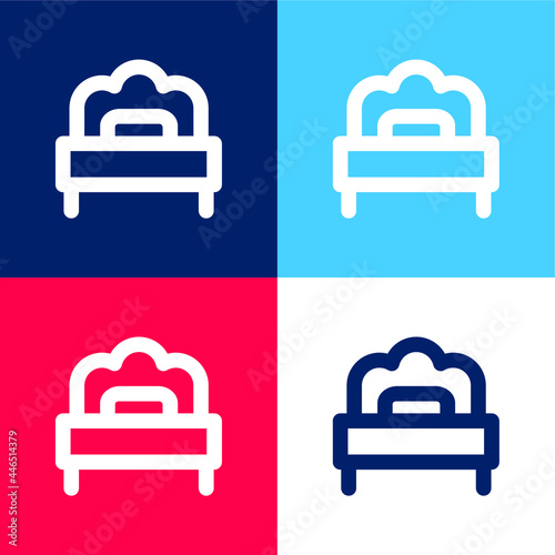 Bed blue and red four color minimal icon set