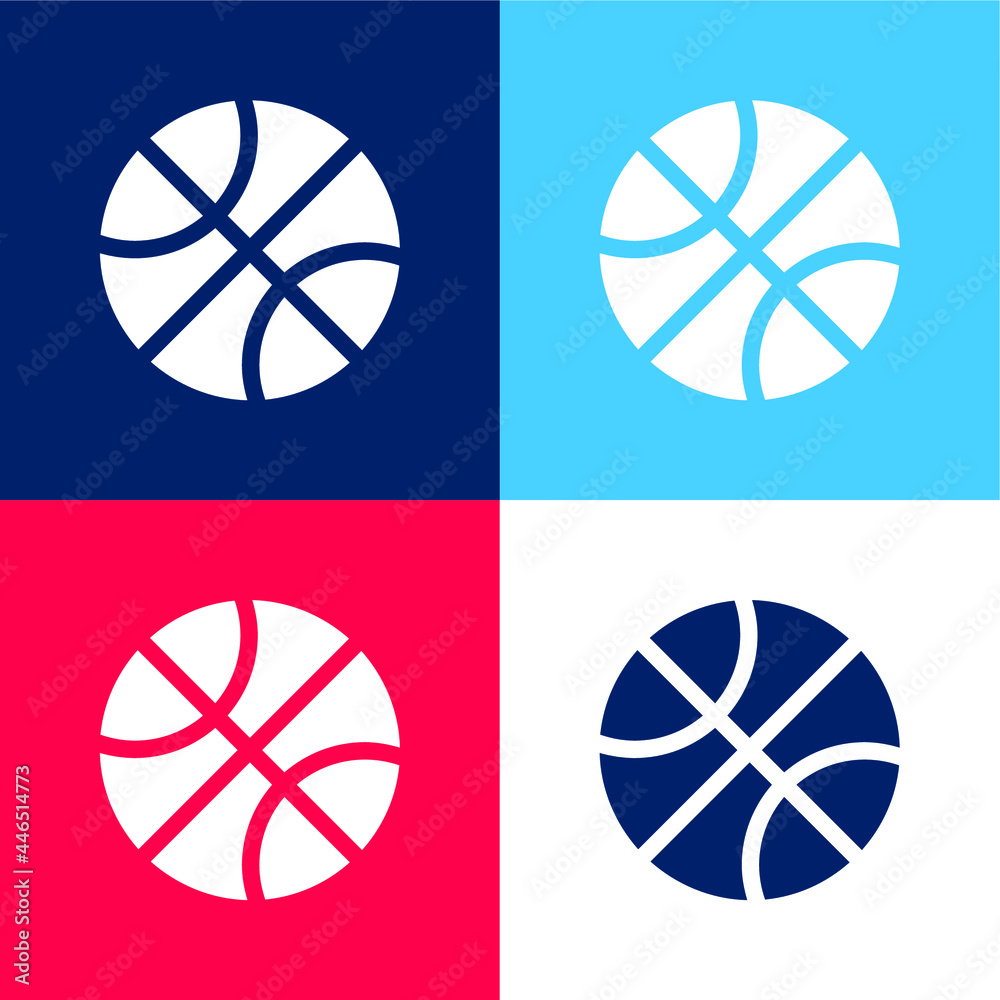 Basketball blue and red four color minimal icon set Basketball blue and red four color minimal icon set