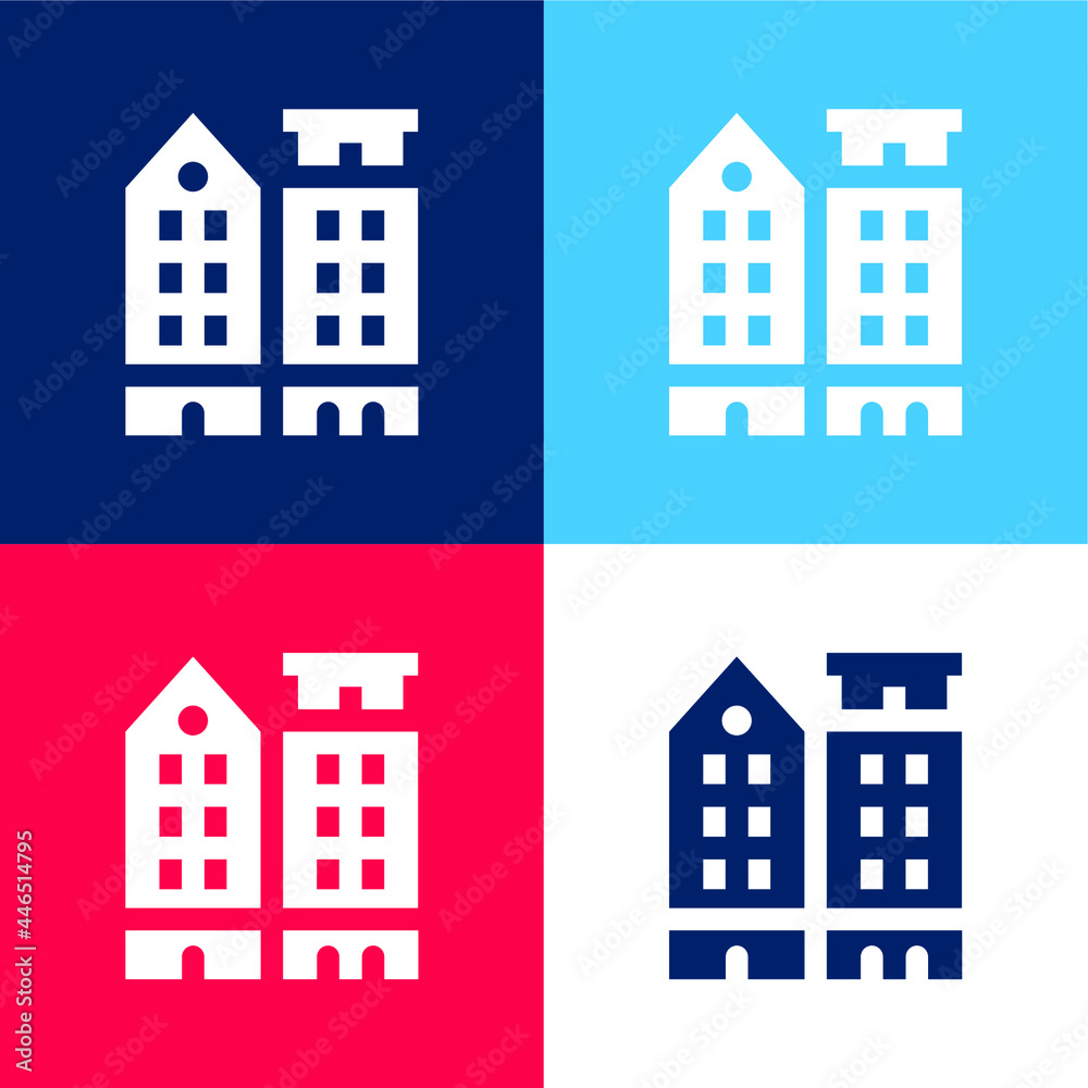 Amsterdam blue and red four color minimal icon set