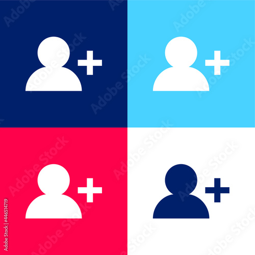 Add User blue and red four color minimal icon set
