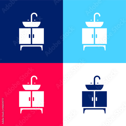 Basin blue and red four color minimal icon set