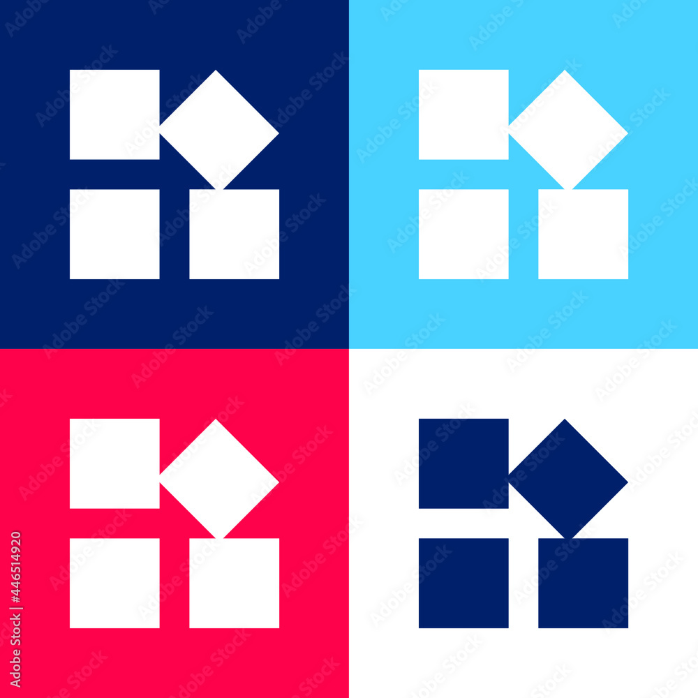 App blue and red four color minimal icon set App blue and red four color minimal icon set