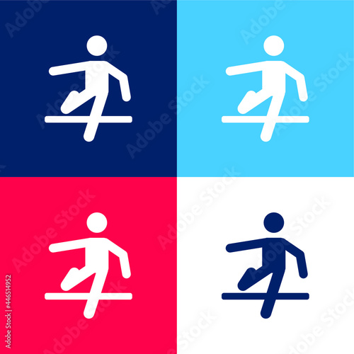 Athlete blue and red four color minimal icon set