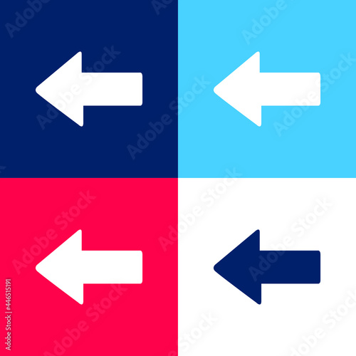 Arrow Pointing To Left blue and red four color minimal icon set