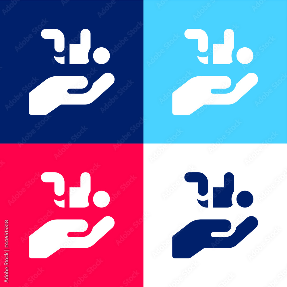 Adoption blue and red four color minimal icon set Adoption blue and red four color minimal icon set