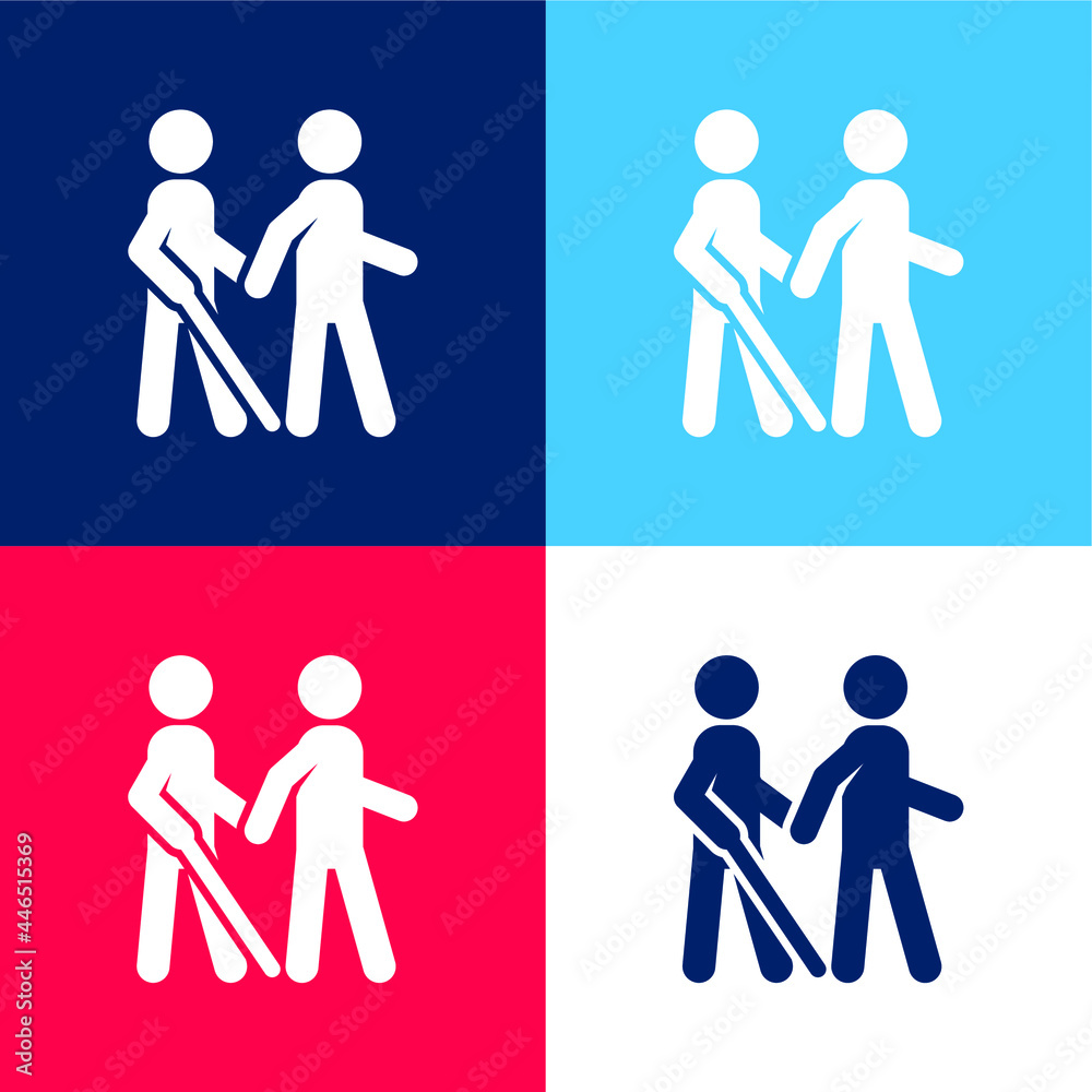 Blind blue and red four color minimal icon set Blind blue and red four color minimal icon set