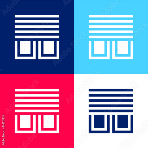 Blinds blue and red four color minimal icon set
