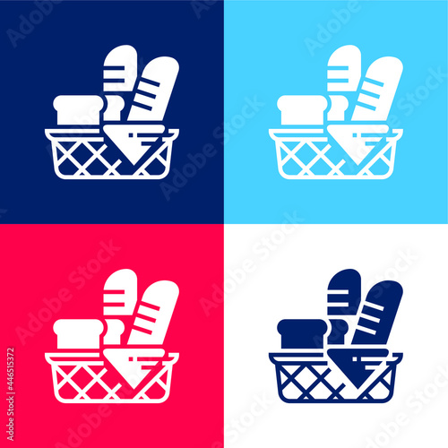 Bread blue and red four color minimal icon set