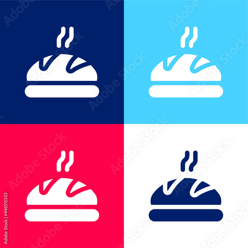 Bread blue and red four color minimal icon set