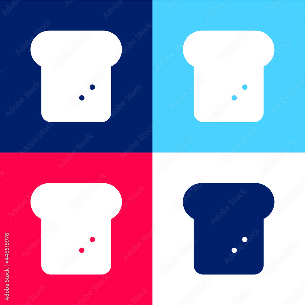 Bread blue and red four color minimal icon set Bread blue and red four color minimal icon set
