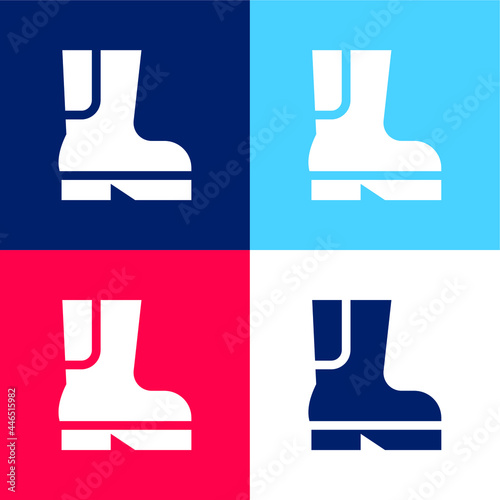 Boot blue and red four color minimal icon set