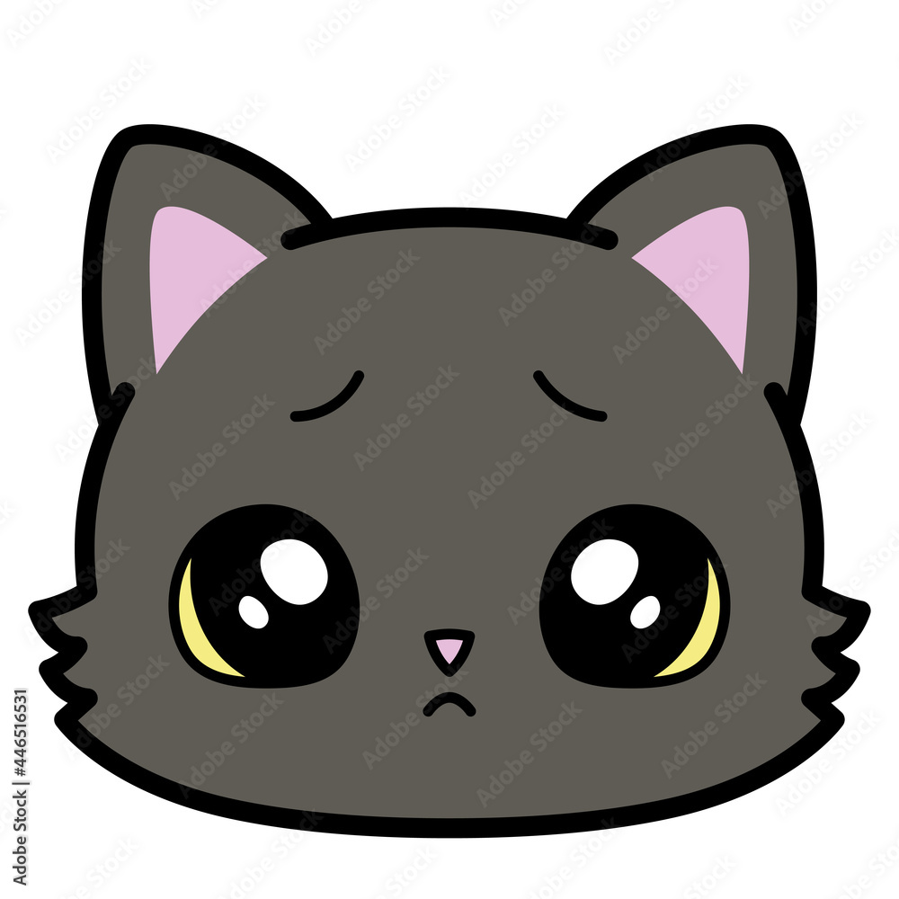 Isolated cute sad cat emoji Vector illustration