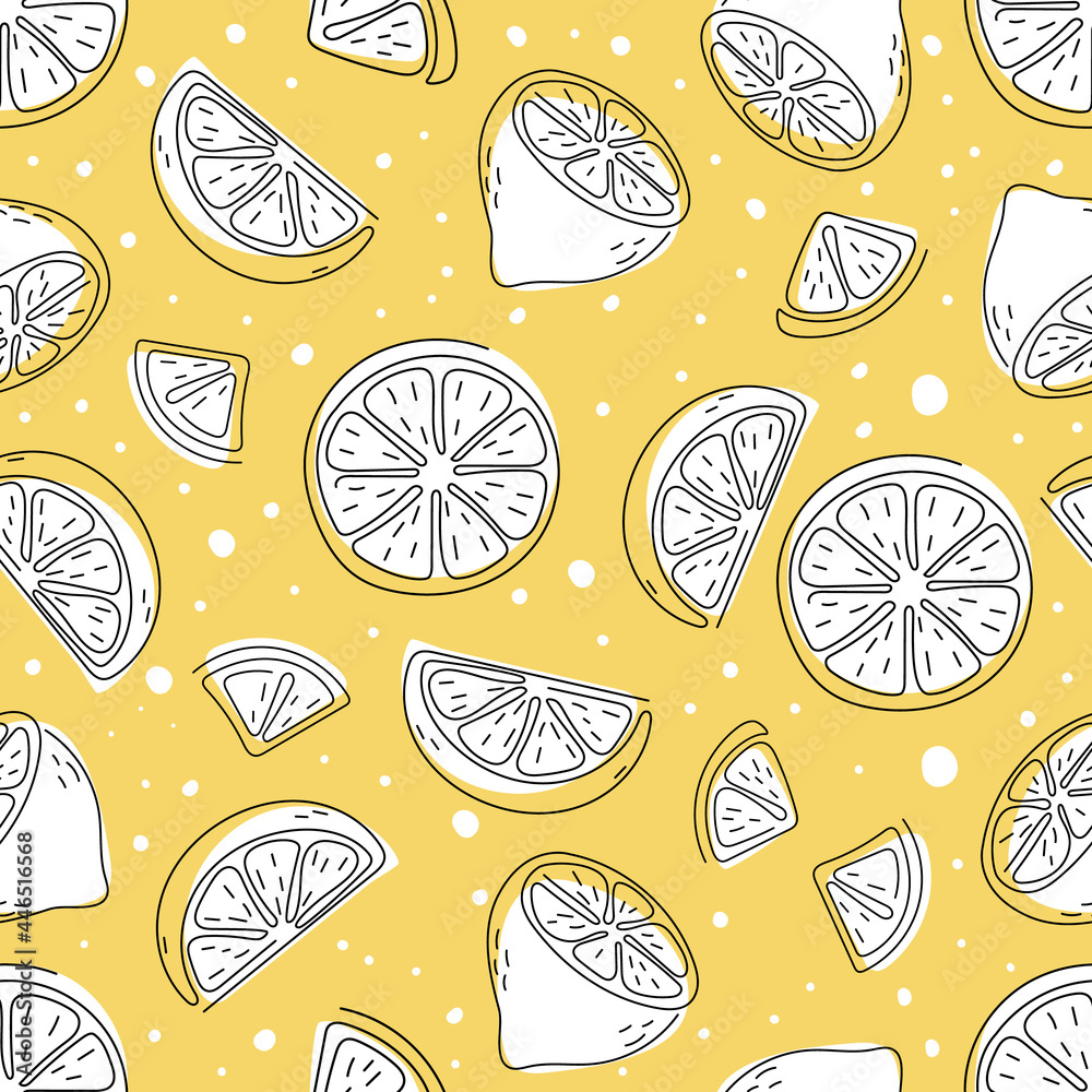 seamless pattern of lemon with hand draw style seamless pattern of lemon with hand draw style