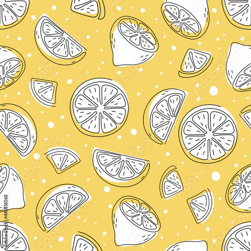 seamless pattern of lemon with hand draw style
