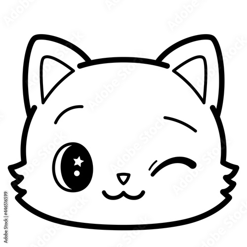 Isolated cute cat emoji winking Vector illustration