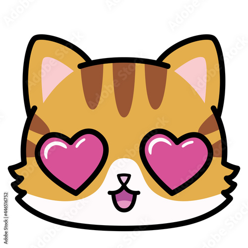 Isolated cute cat emoji in love Vector illustration