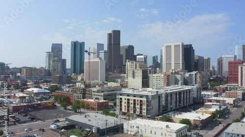 epic aerial cityscape of denver colorado during a sunny day