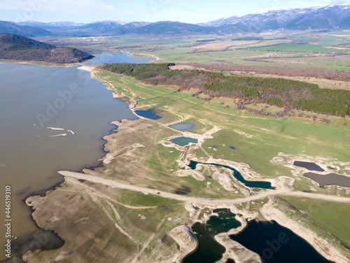 Amazing Aerial view of  Zhrebchevo Reservoir, Bulgaria photo