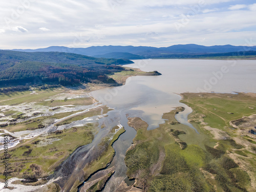 Amazing Aerial view of  Zhrebchevo Reservoir, Bulgaria photo