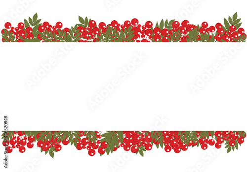 Illustration of a frame made of branches of rowan and leaves