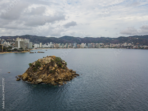 Aerial photography of acapulco beach during a storm