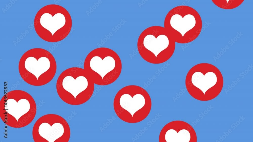 Animation of red hearts icons on blue background Animation of red hearts icons on blue background