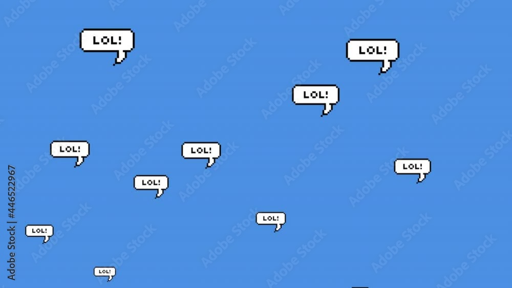 Animation of lol text icons on blue background Animation of lol text icons on blue background