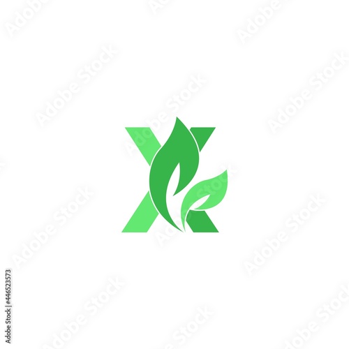 Letter X logo leaf icon design concept