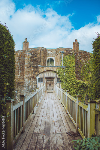 old castle with wooden bridge