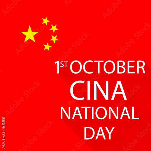 1st october national day of china with flag background, vector art illustration.